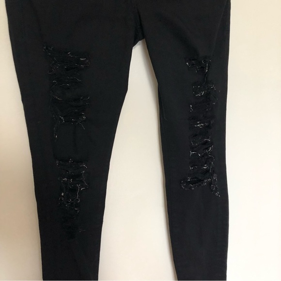 Frame Le Skinny De Jeanne Jeans Black Distressed Film Noir 25 - Picture 2 of 7